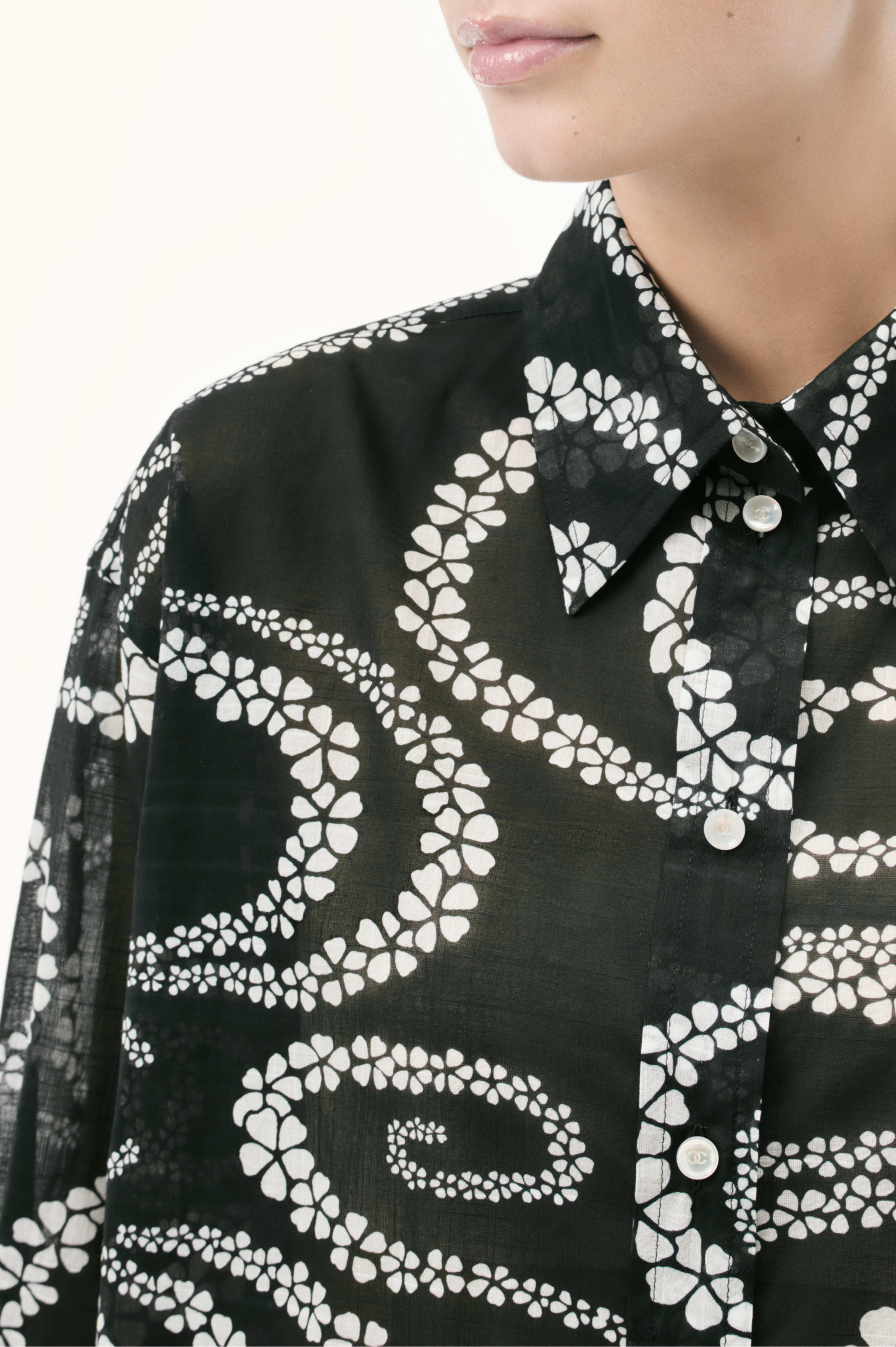 Skjorte - Sort & Hvid - Printed Cotton Voile - Anden visning